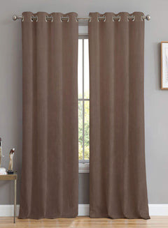 Meraki Velvet Blackout Curtains | Luxe Soft-Heavy Fabric & Total Light Block | Pure Brown | Set of 2 | Fully Customizable