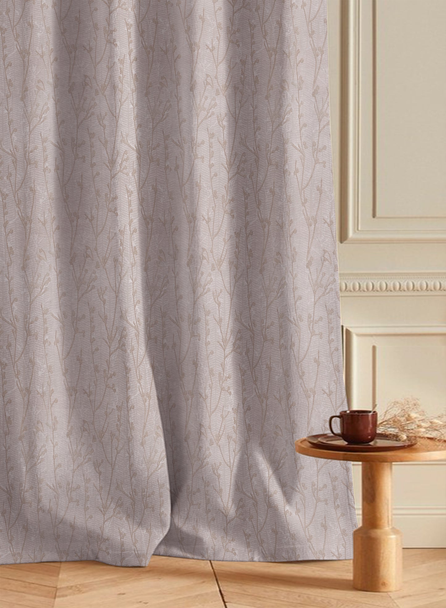 Bern Jacquard Room Darkening Curtains | Light Khaki | Set of 2 (Pattern 2)