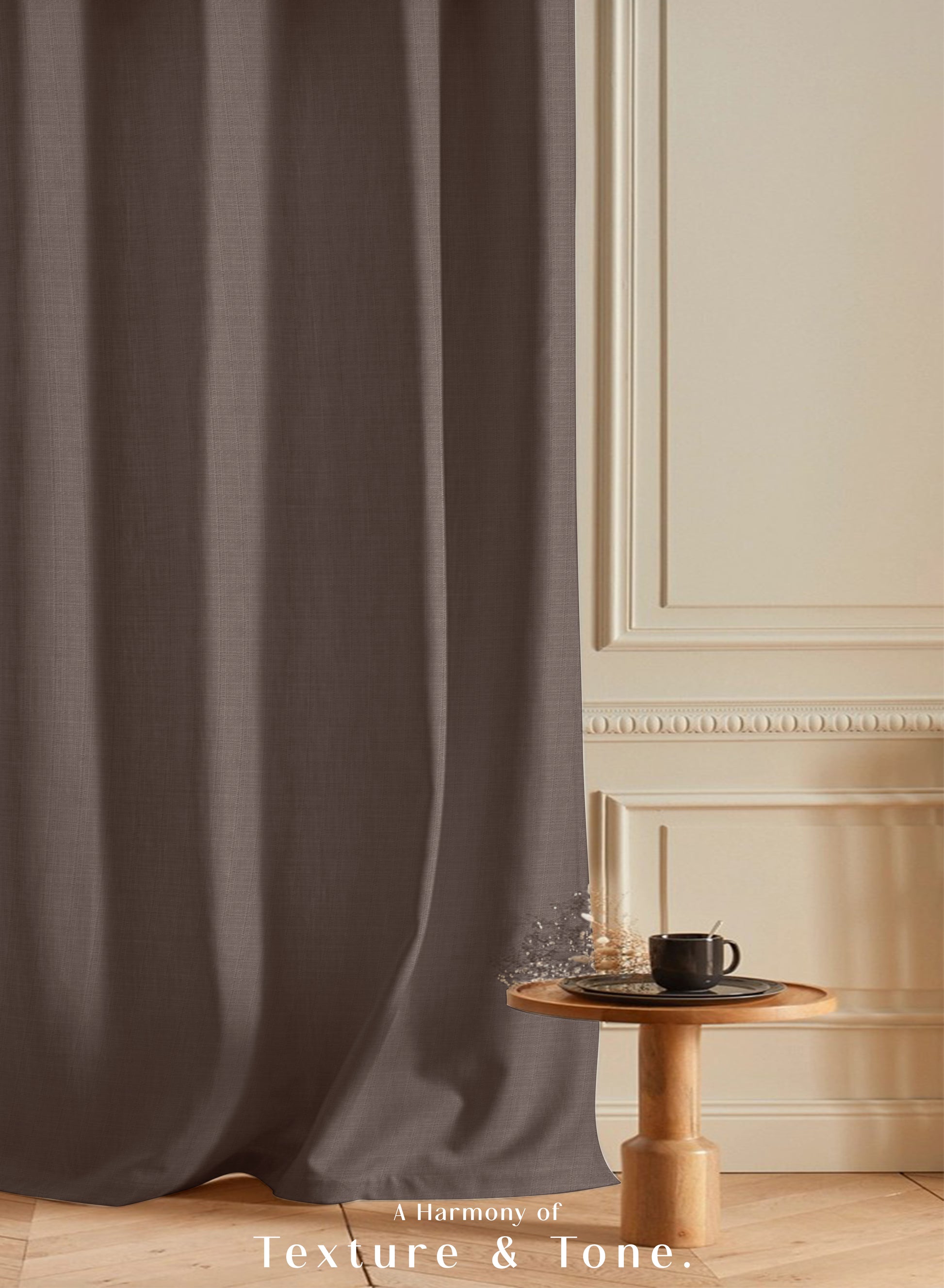 Cocoon Minimal Texture Room Darkening Curtains | Modern Aesthetic | Mocha Brown | Set of 2 | Fully Customizable