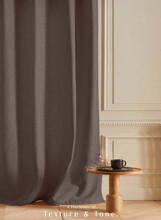 Cocoon Minimal Texture Room Darkening Curtains | Modern Aesthetic | Mocha Brown | Set of 2 | Fully Customizable