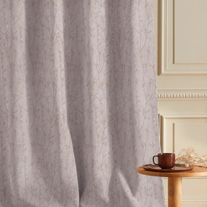 Bern Jacquard Room Darkening Curtains | Delicate Branch Embroidery | Light Khaki | Set of 2 | Fully Customizable