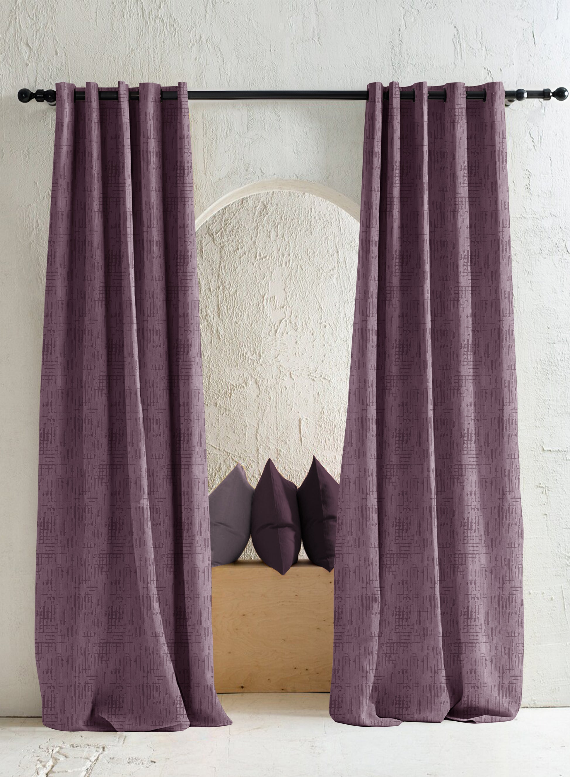 Elsa Textured Room Darkening Curtains | Old Mauve | Set of 2