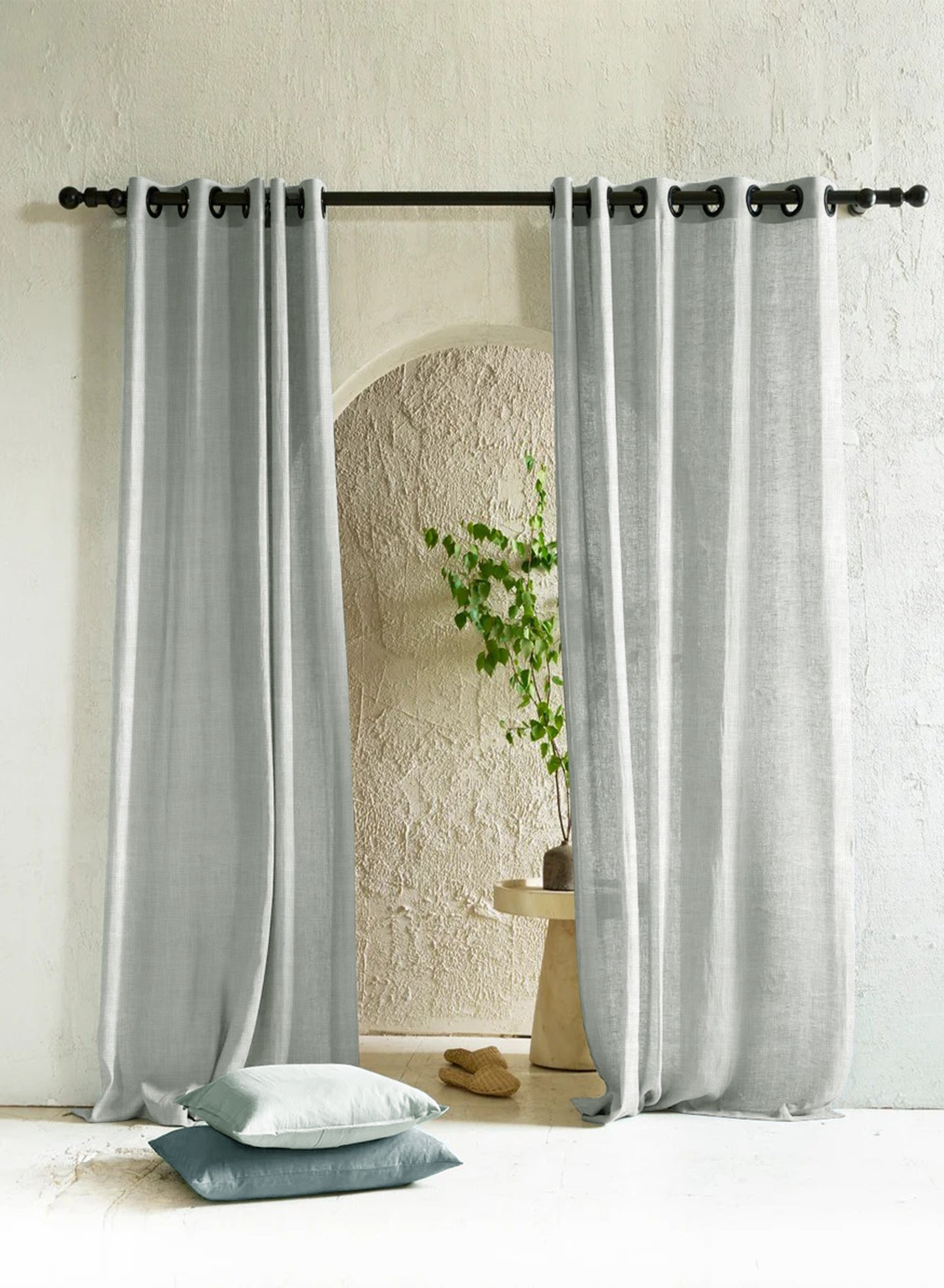 Amore Plain Sheer Curtains | Sage Green | Set of 2