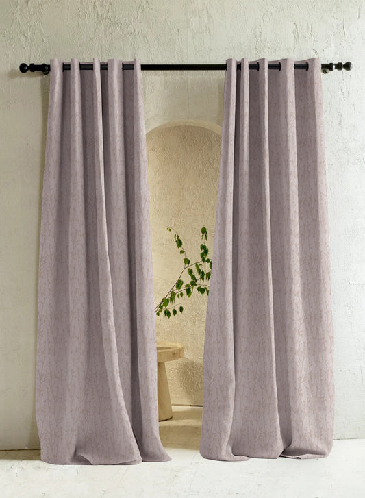 Bern Jacquard Room Darkening Curtains | Light Khaki | Set of 2 (Pattern 2)