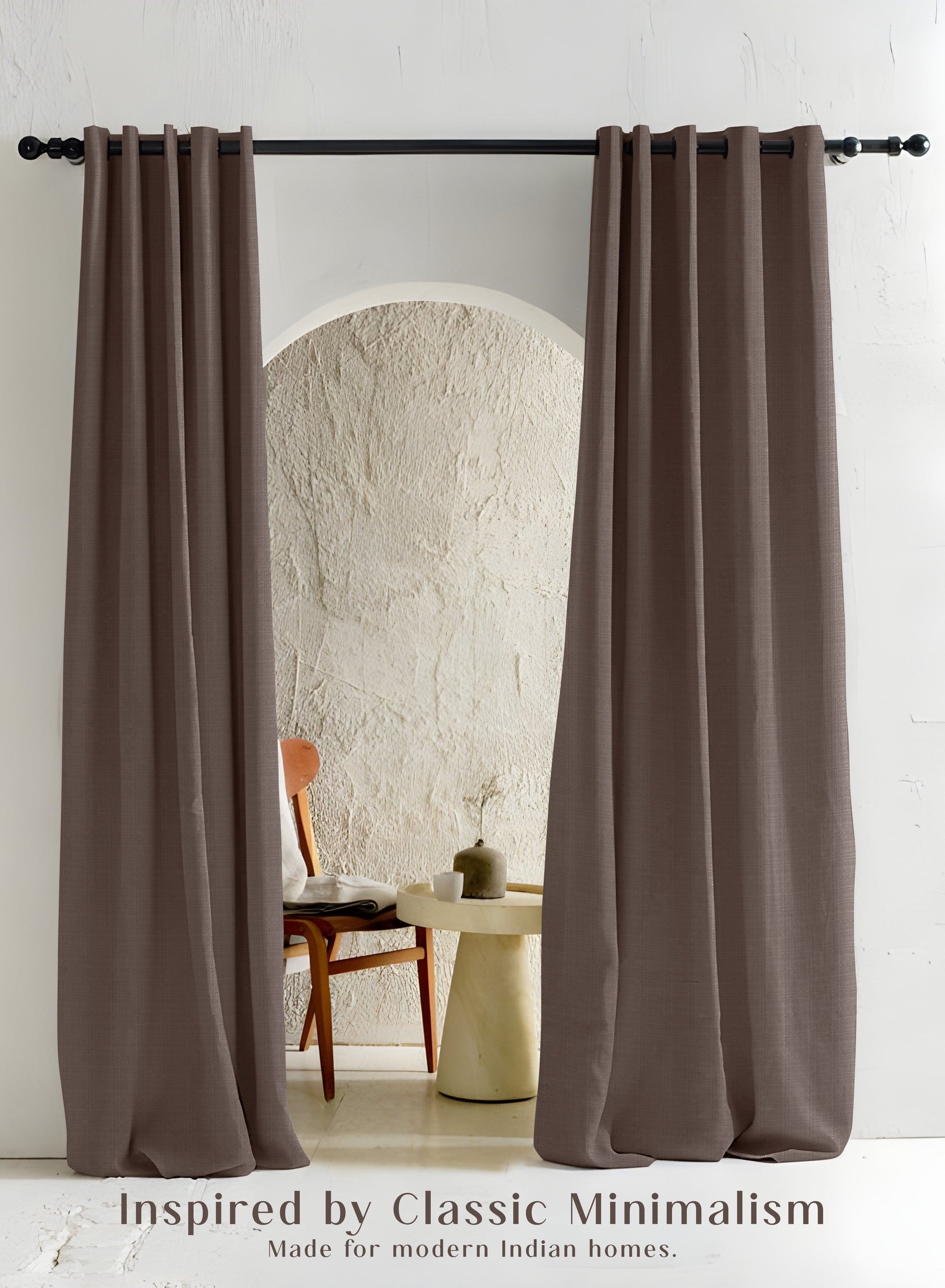 Cocoon Minimal Texture Room Darkening Curtains | Modern Aesthetic | Mocha Brown | Set of 2 | Fully Customizable