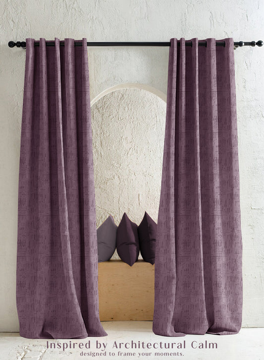 Elsa Textured Room Darkening Curtains | Modern Aesthetic | Old Mauve | Set of 2 | Fully Customizable