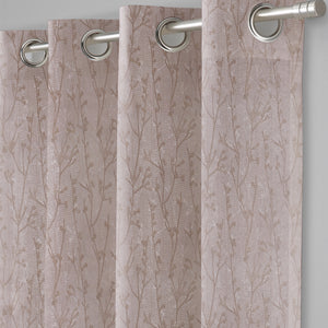 Bern Jacquard Room Darkening Curtains | Delicate Branch Embroidery | Light Khaki | Set of 2 | Fully Customizable