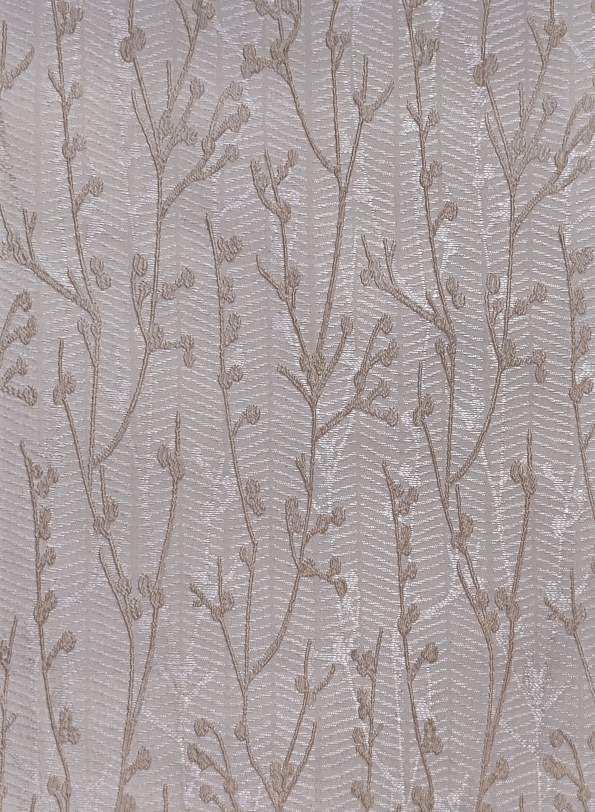 Bern Jacquard Room Darkening Curtains | Delicate Branch Embroidery | Light Khaki | Set of 2 | Fully Customizable