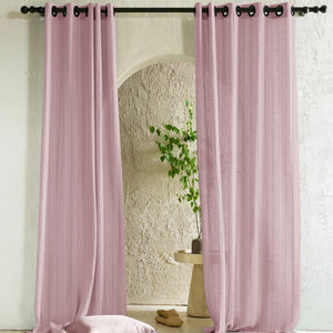 Amore Striped Sheer Curtains | Airy Elegance & Soft Light Filter | Deep Blush | Set of 2 | Fully Customizable