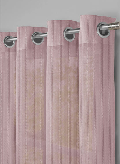 Amore Striped Sheer Curtains | Deep Blush | Set of 2