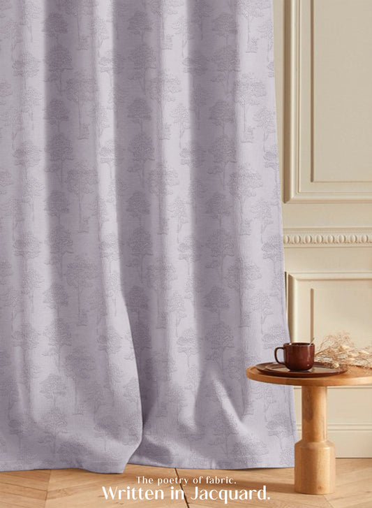 Bern Jacquard Blackout Curtains | Scenic Tree Pattern & Total Light Block | Lavender Gray | Set of 2 | Fully Customizable