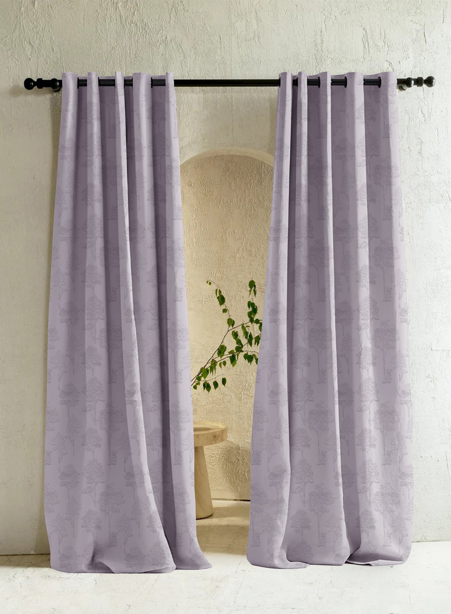 Bern Jacquard Blackout Curtains | Lavender Gray | Set of 2 (Pattern 1)