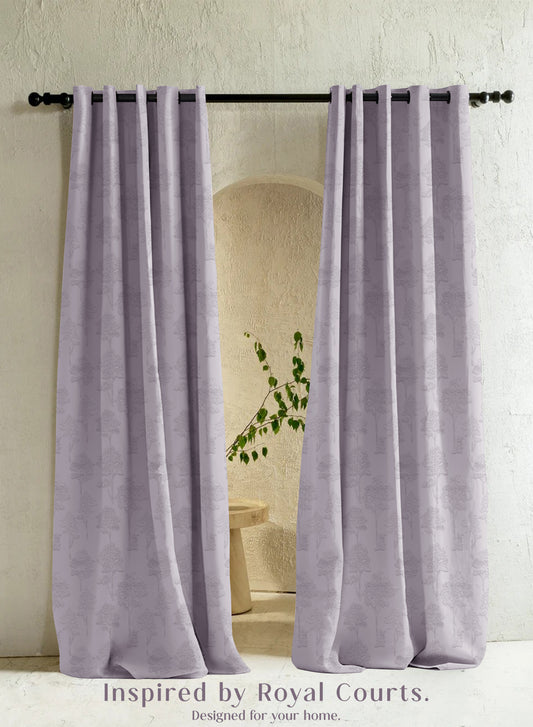 Bern Jacquard Room Darkening Curtains | Scenic Tree Pattern | Lavender Gray | Set of 2 | Fully Customizable