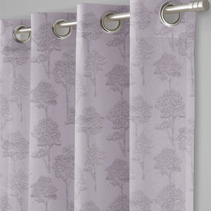 Bern Jacquard Blackout Curtains | Scenic Tree Pattern & Total Light Block | Lavender Gray | Set of 2 | Fully Customizable