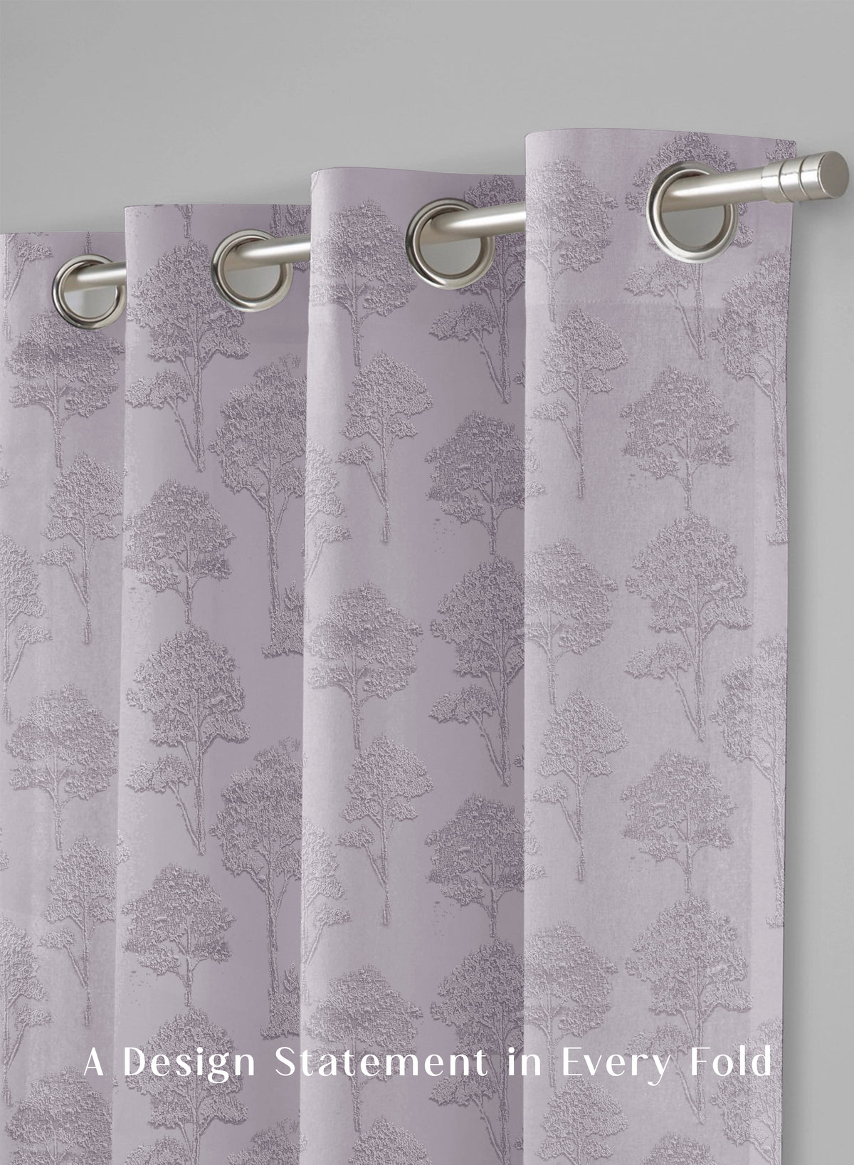 Bern Jacquard Blackout Curtains | Scenic Tree Pattern & Total Light Block | Lavender Gray | Set of 2 | Fully Customizable