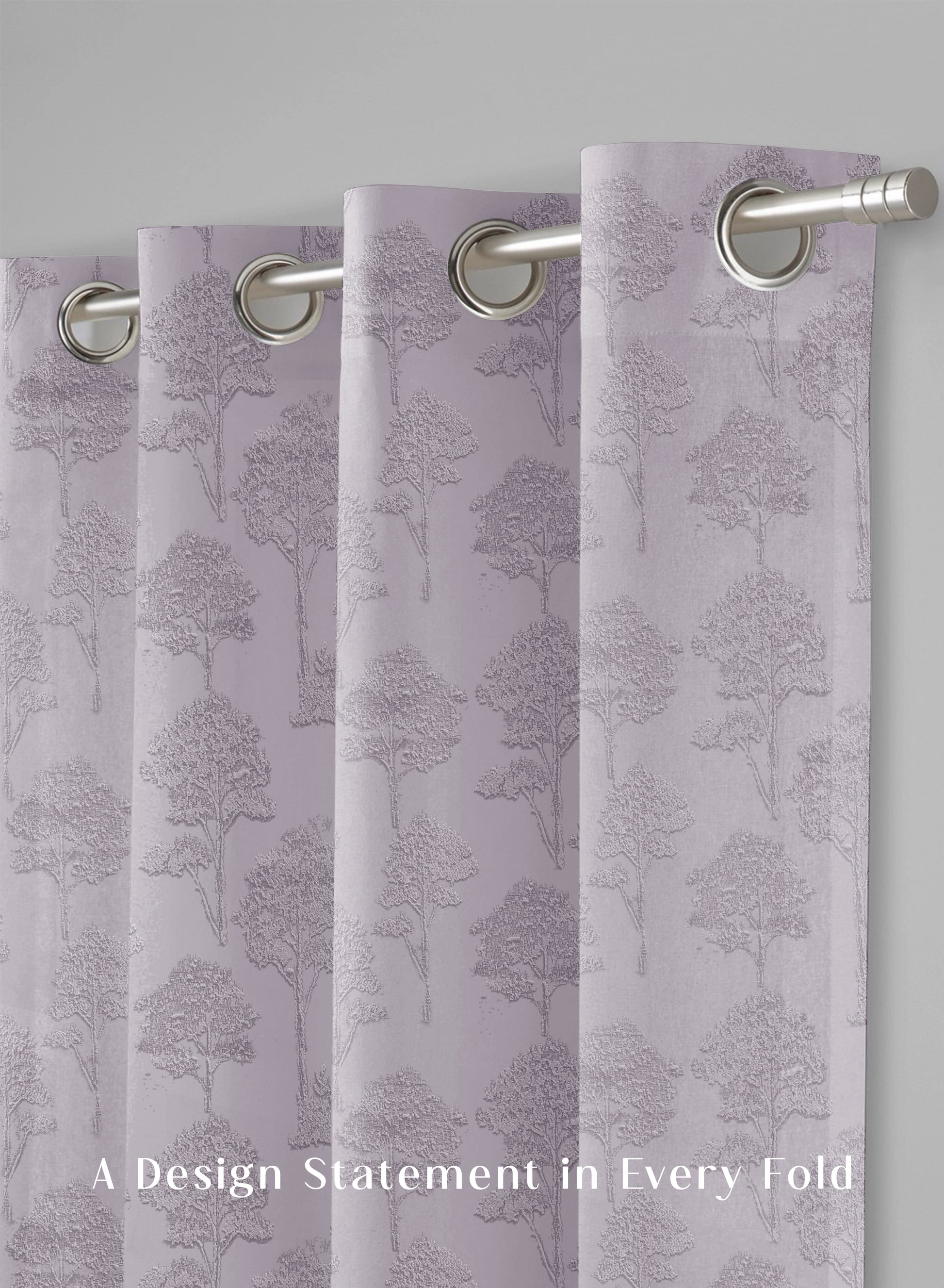 Bern Jacquard Room Darkening Curtains | Scenic Tree Pattern | Lavender Gray | Set of 2 | Fully Customizable