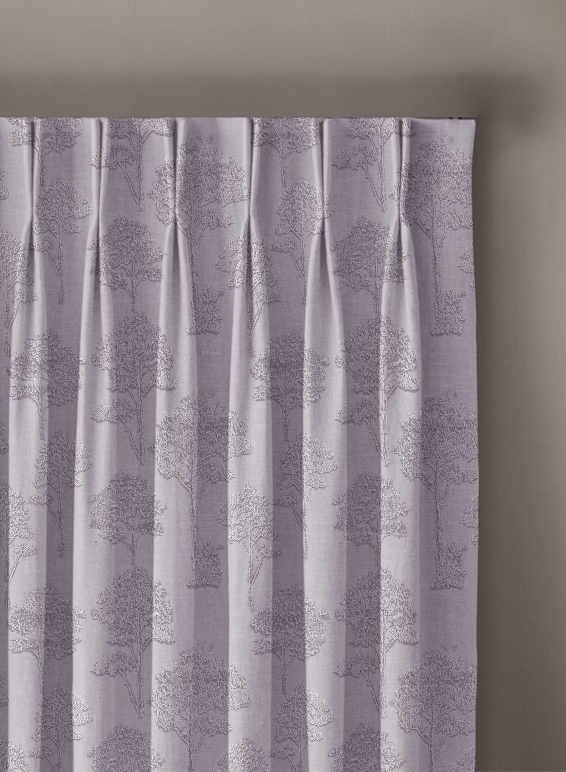 Bern Jacquard Room Darkening Curtains | Scenic Tree Pattern | Lavender Gray | Set of 2 | Fully Customizable