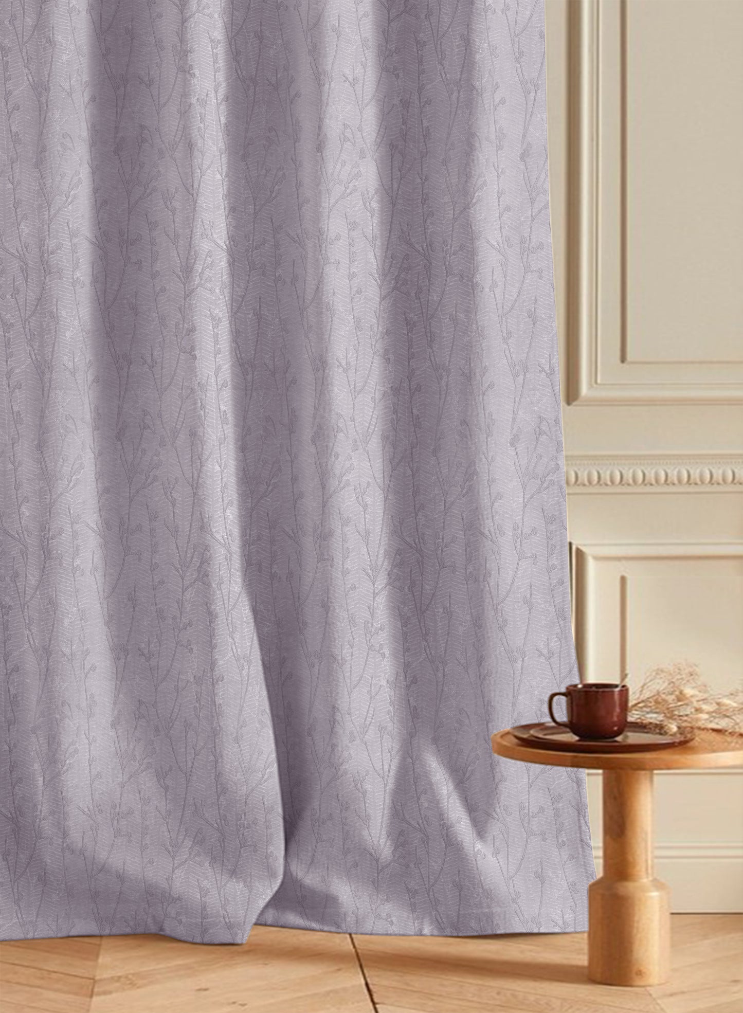 Bern Jacquard Room Darkening Curtains | Lavender Gray | Set of 2 (Pattern 2)