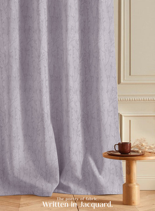 Bern Jacquard Blackout Curtains | Delicate Branch Embroidery & Total Light Block | Lavender Gray | Set of 2 | Fully Customizable