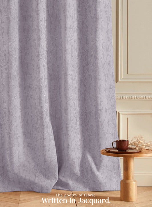 Bern Jacquard Room Darkening Curtains | Delicate Branch Embroidery | Lavender Gray | Set of 2 | Fully Customizable