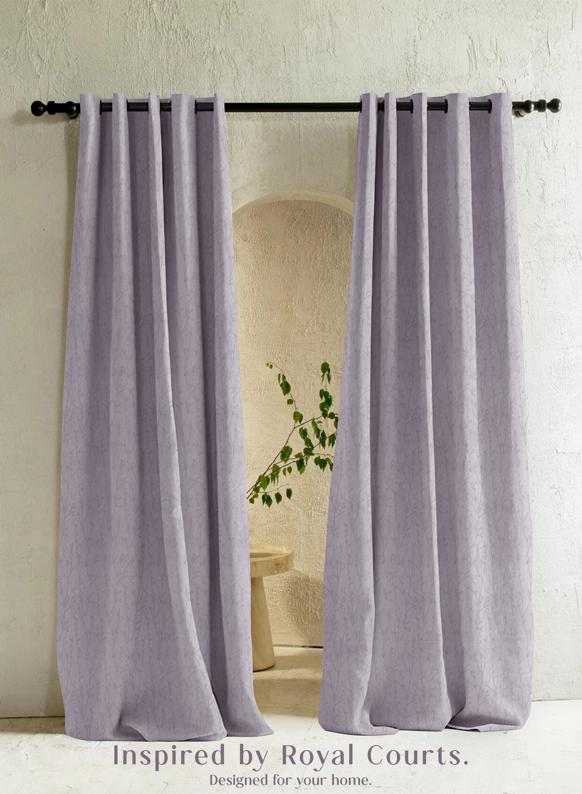 Bern Jacquard Blackout Curtains | Delicate Branch Embroidery & Total Light Block | Lavender Gray | Set of 2 | Fully Customizable