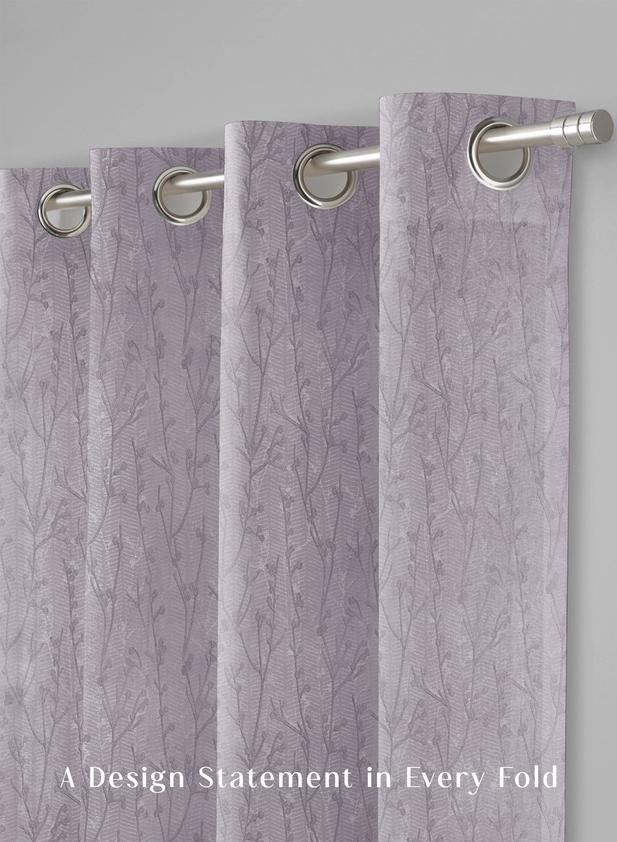 Bern Jacquard Blackout Curtains | Delicate Branch Embroidery & Total Light Block | Lavender Gray | Set of 2 | Fully Customizable