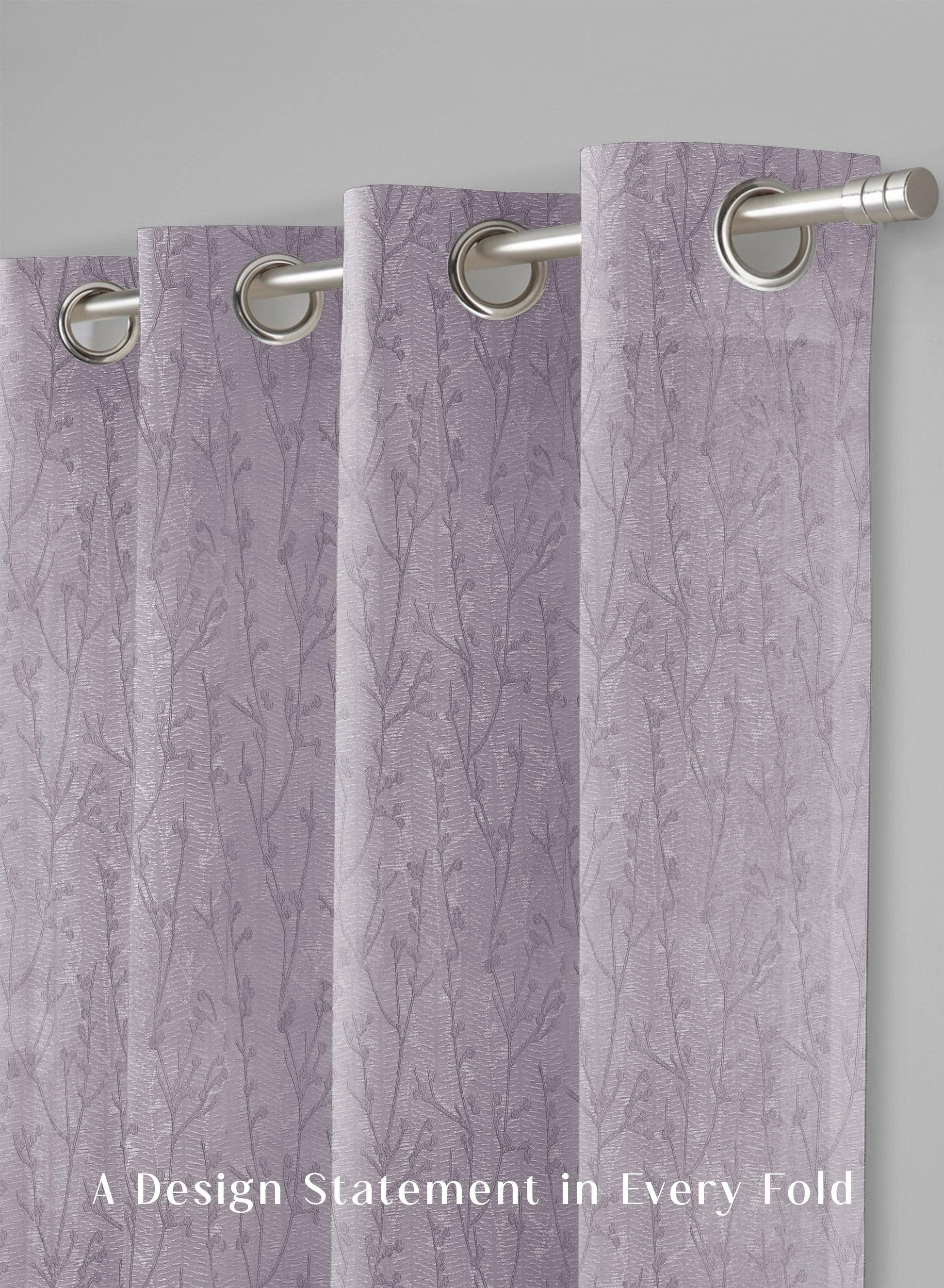 Bern Jacquard Blackout Curtains | Delicate Branch Embroidery & Total Light Block | Lavender Gray | Set of 2 | Fully Customizable