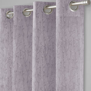 Bern Jacquard Room Darkening Curtains | Delicate Branch Embroidery | Lavender Gray | Set of 2 | Fully Customizable