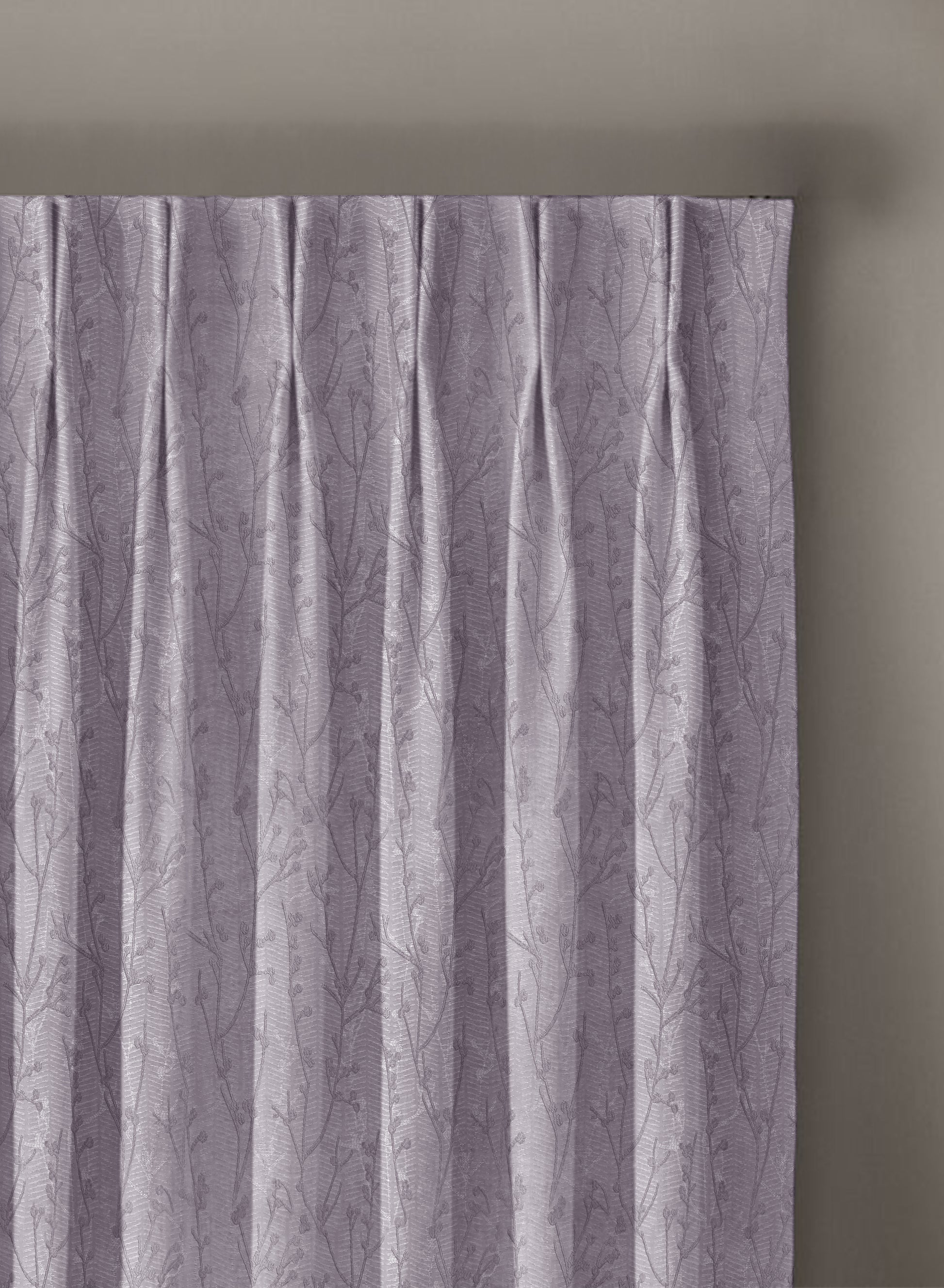 Bern Jacquard Blackout Curtains | Delicate Branch Embroidery & Total Light Block | Lavender Gray | Set of 2 | Fully Customizable