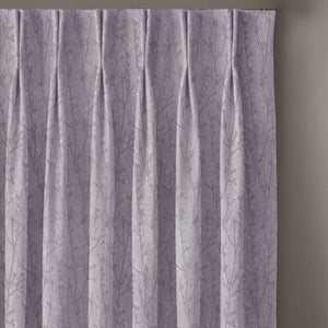 Bern Jacquard Room Darkening Curtains | Delicate Branch Embroidery | Lavender Gray | Set of 2 | Fully Customizable