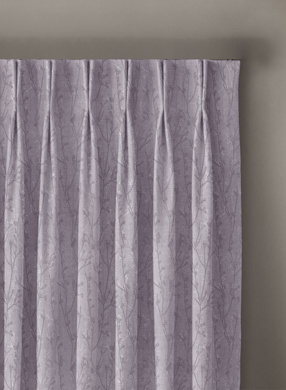 Bern Jacquard Room Darkening Curtains | Delicate Branch Embroidery | Lavender Gray | Set of 2 | Fully Customizable