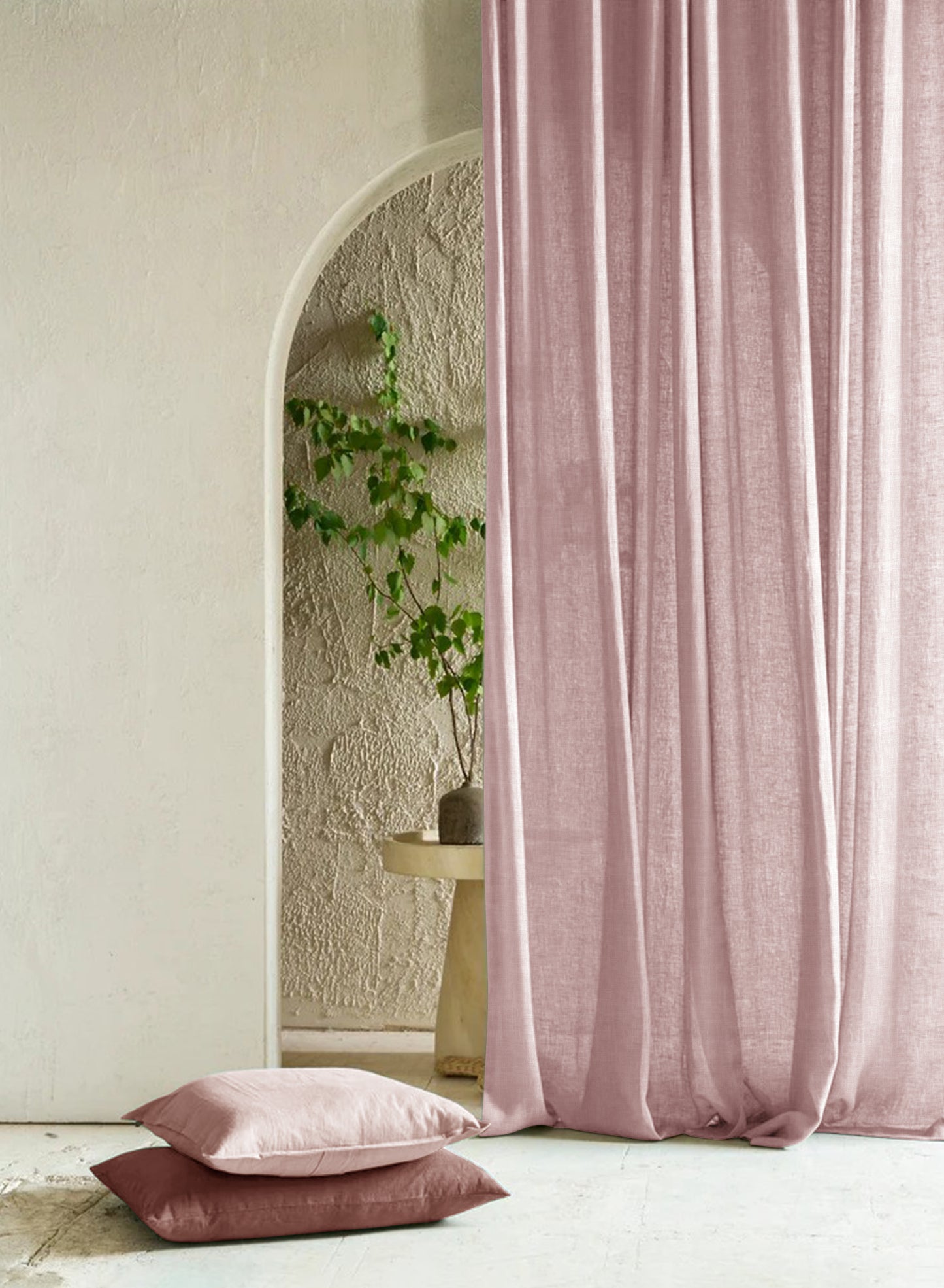 Amore Plain Sheer Curtains | Deep Blush | Set of 2