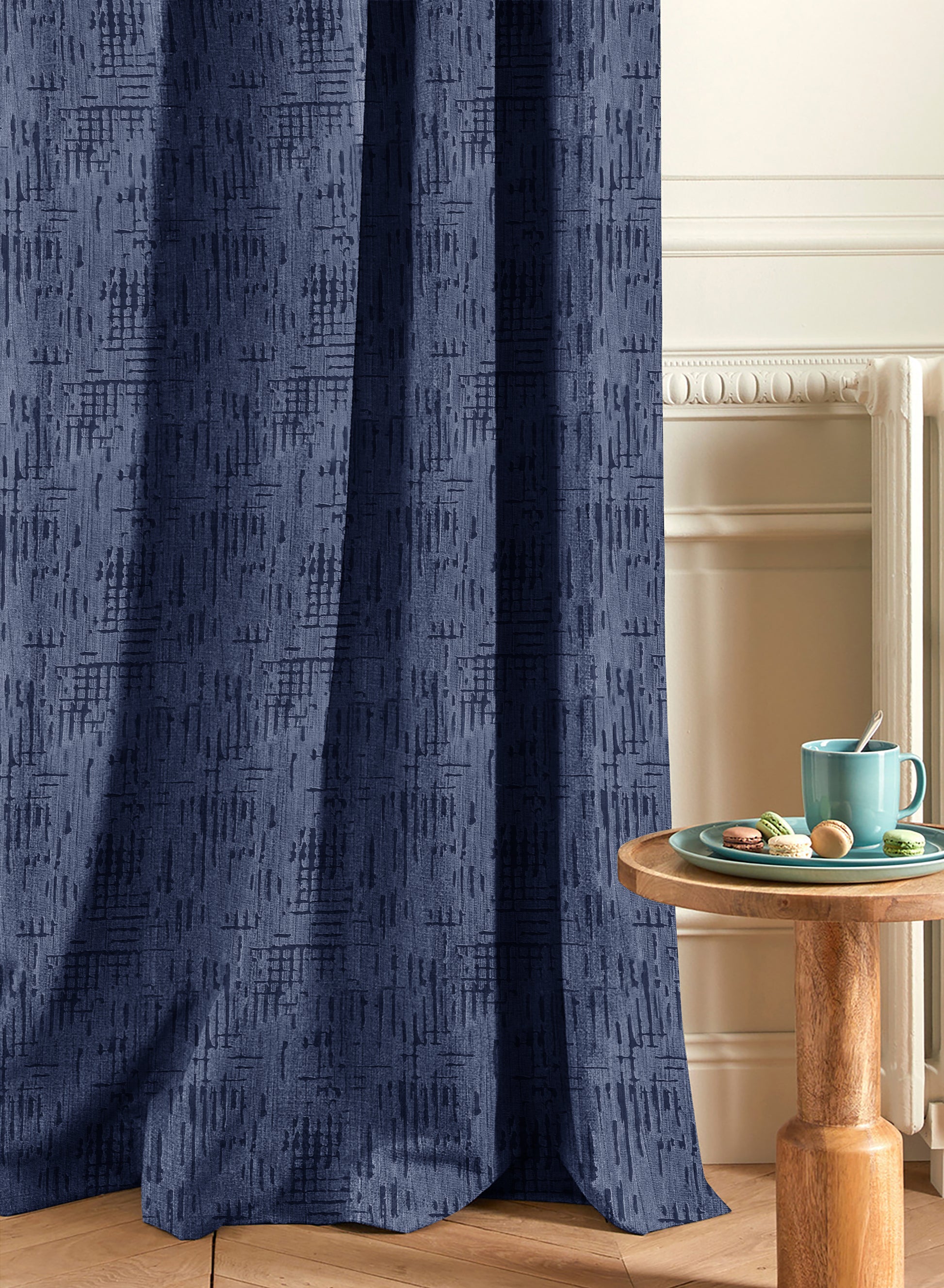 Elsa Textured Room Darkening Curtains | Modern Aesthetic | Royal Blue | Set of 2 | Fully Customizable