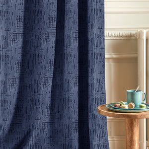 Elsa Textured Room Darkening Curtains | Modern Aesthetic | Royal Blue | Set of 2 | Fully Customizable