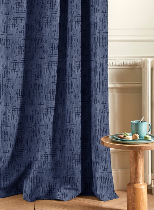 Elsa Textured Blackout Curtains | Modern Aesthetic & Total Light Block | Royal Blue | Set of 2 | Fully Customizable