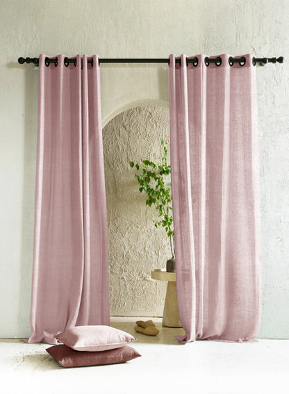 Amore Plain Sheer Curtains | Deep Blush | Set of 2