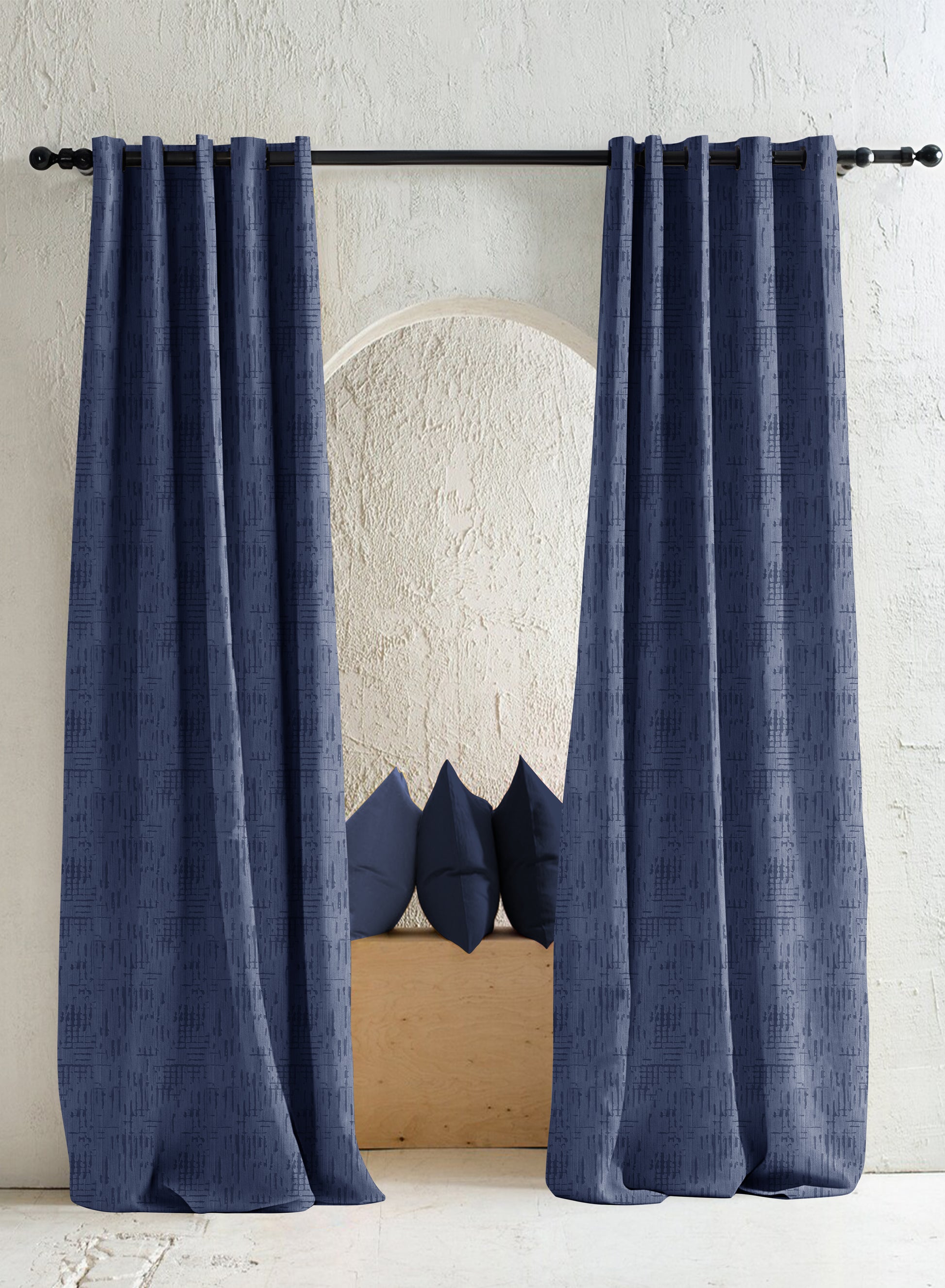 Elsa Textured Room Darkening Curtains | Royal Blue | Set of 2