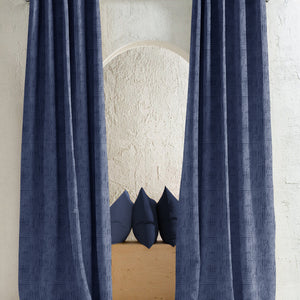 Elsa Textured Room Darkening Curtains | Royal Blue | Set of 2