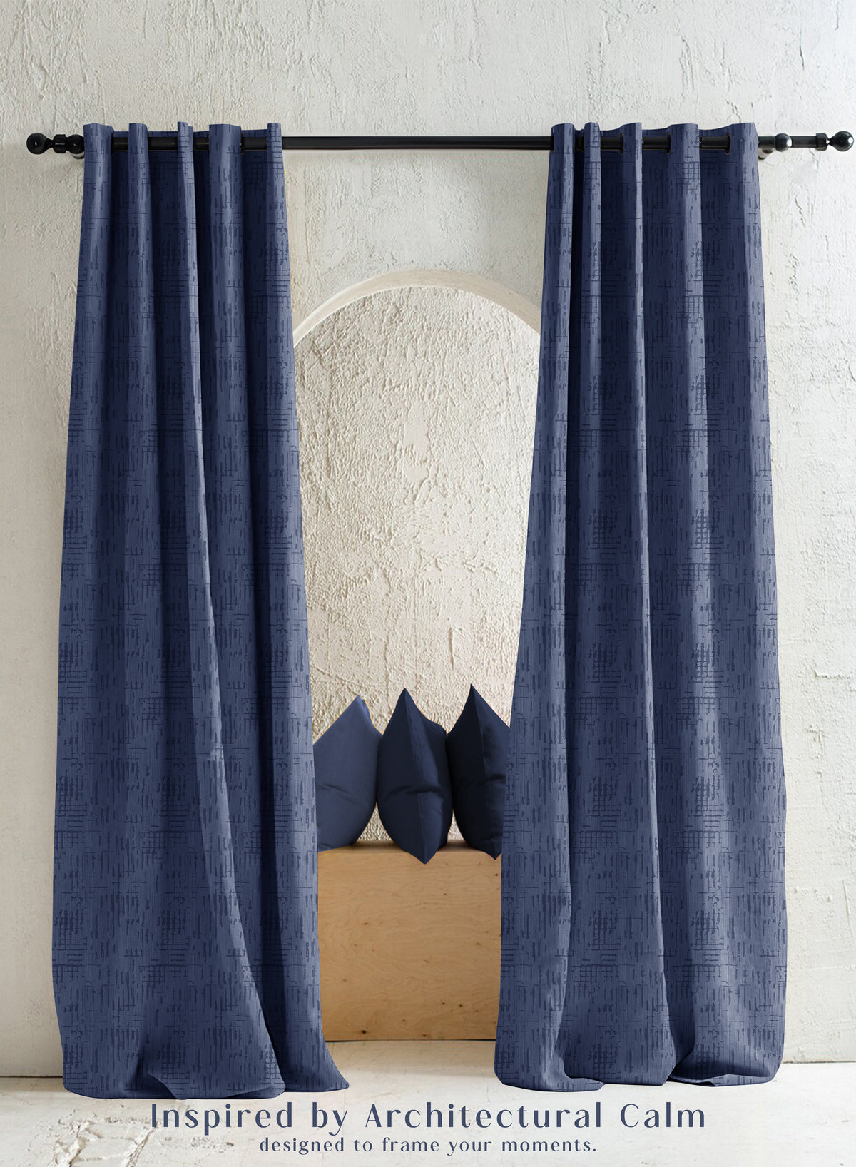 Elsa Textured Blackout Curtains | Modern Aesthetic & Total Light Block | Royal Blue | Set of 2 | Fully Customizable