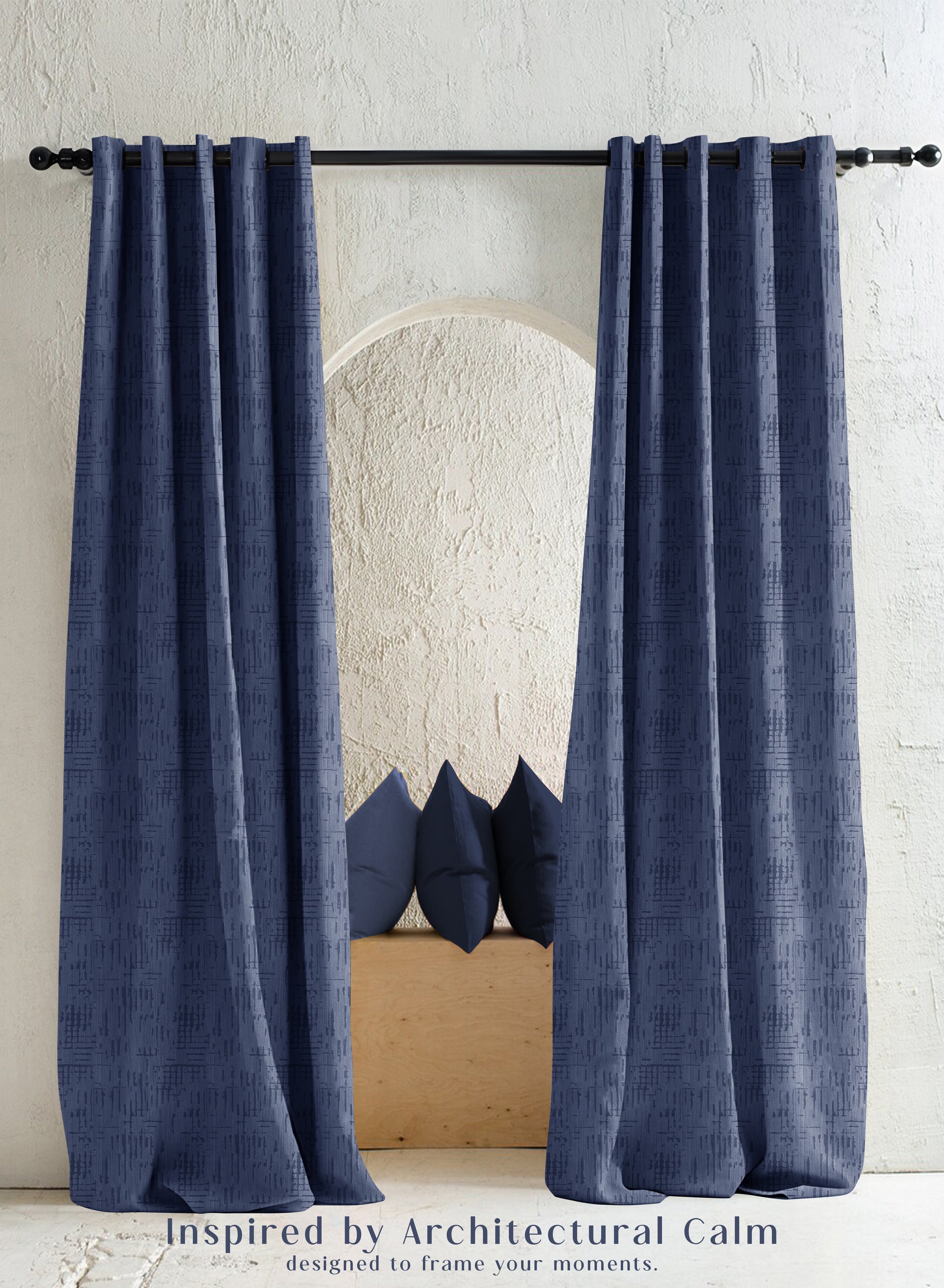 Elsa Textured Room Darkening Curtains | Modern Aesthetic | Royal Blue | Set of 2 | Fully Customizable