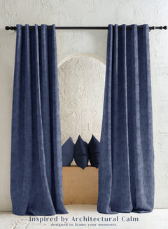 Elsa Textured Room Darkening Curtains | Modern Aesthetic | Royal Blue | Set of 2 | Fully Customizable