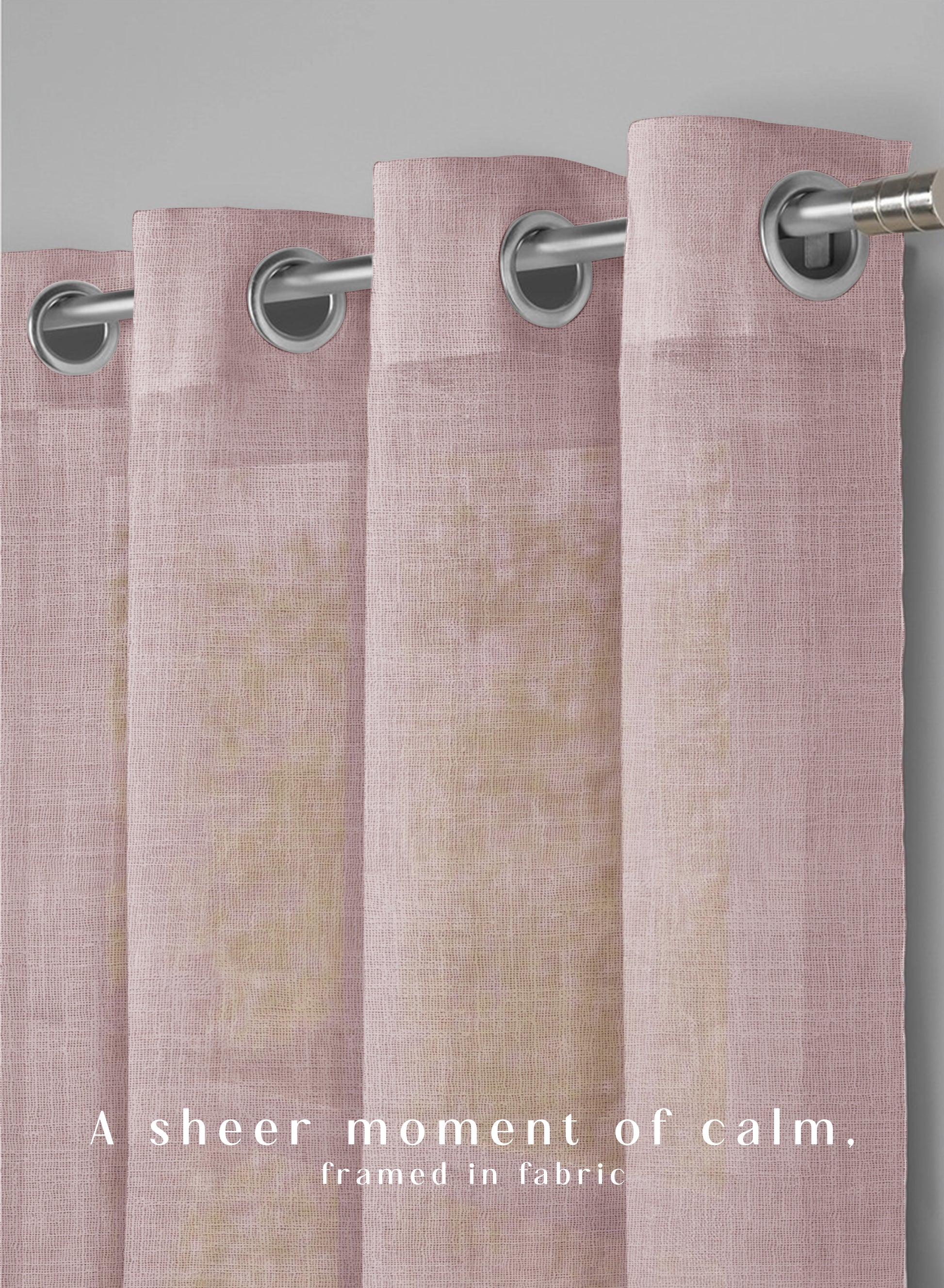 Amore Plain Sheer Curtains | Airy Elegance & Soft Light Filter | Deep Blush | Set of 2 | Fully Customizable