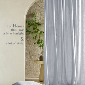 Amore Striped Sheer Curtains | Airy Elegance & Soft Light Filter | Echo Blue | Set of 2 | Fully Customizable