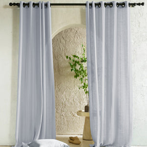 Amore Striped Sheer Curtains | Echo Blue | Set of 2