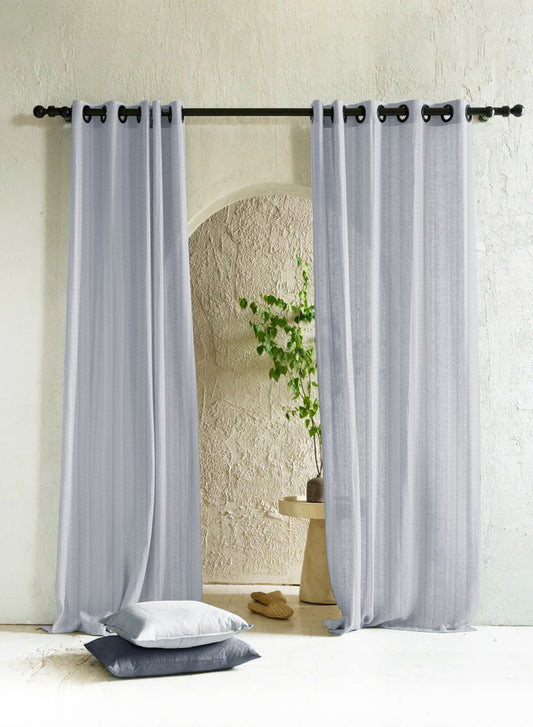 Amore Striped Sheer Curtains | Echo Blue | Set of 2