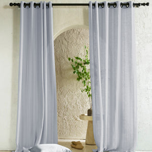Amore Striped Sheer Curtains | Airy Elegance & Soft Light Filter | Echo Blue | Set of 2 | Fully Customizable