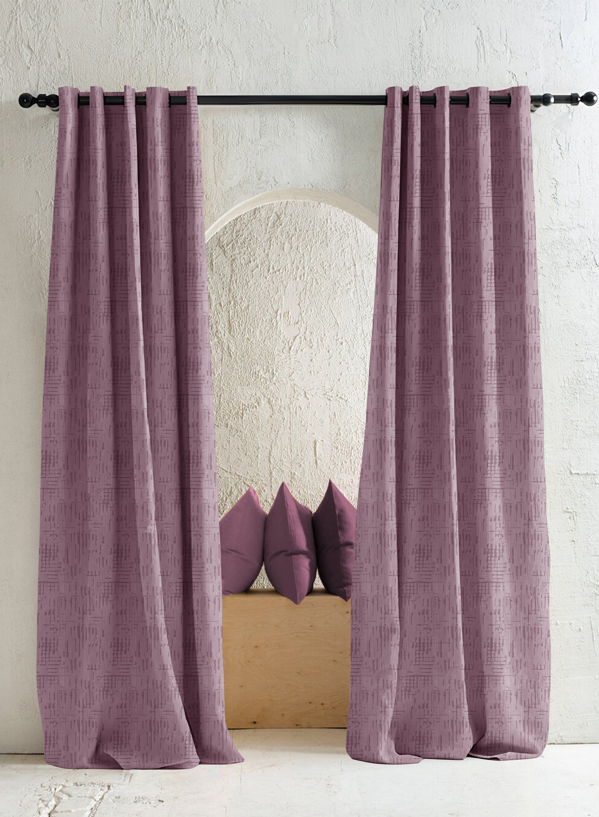 Elsa Textured Room Darkening Curtains | Deep Blush | Set of 2