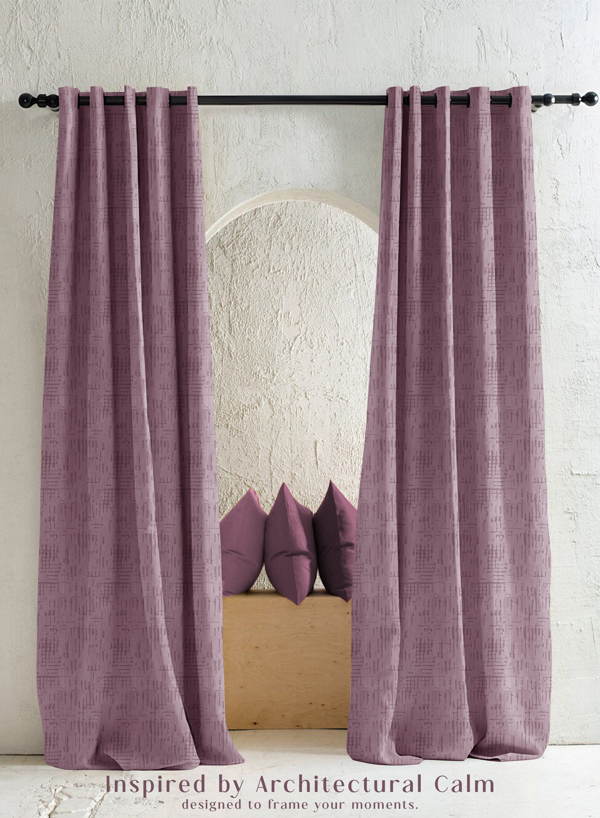 Elsa Textured Room Darkening Curtains | Modern Aesthetic | Deep Blush | Set of 2 | Fully Customizable