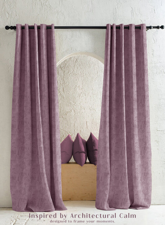 Elsa Textured Room Darkening Curtains | Modern Aesthetic | Deep Blush | Set of 2 | Fully Customizable
