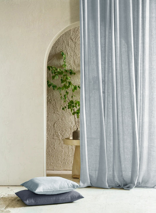 Amore Plain Sheer Curtains | Echo Blue | Set of 2